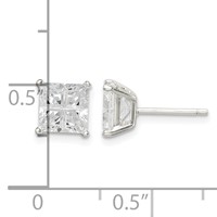 Sterling Silver 6mm Square Cross-cut CZ Basket Set Stud Earrings view 4