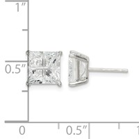 Sterling Silver 7mm Square Cross-cut CZ Basket Set Stud Earrings view 4