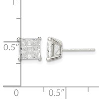 Sterling Silver 6mm Square Laser-cut CZ Basket Set Stud Earrings view 4