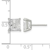 Sterling Silver 7mm Square Laser-cut CZ Basket Set Stud Earrings view 4