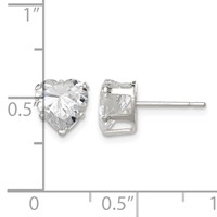 Sterling Silver Polished 7mm Heart Snap Set CZ Stud Earrings view 4