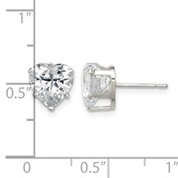 Sterling Silver Polished 8mm Heart Snap Set CZ Stud Earrings view 4