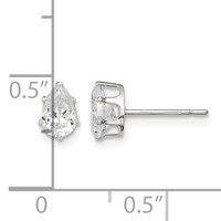 Sterling Silver Polished 6x4mm Pear Snap Set CZ Stud Earrings view 4