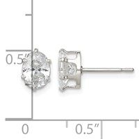 Sterling Silver Polished 7x5mm Oval Snap Set CZ Stud Earrings view 4