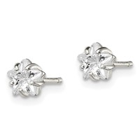 Sterling Silver Polished 5mm Star Basket Set CZ Stud Earrings view 2