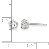 Sterling Silver Polished 5mm Star Basket Set CZ Stud Earrings view 4