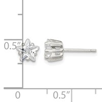 Sterling Silver Polished 6mm Star Basket Set CZ Stud Earrings view 4