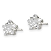 Sterling Silver Polished 7mm Star Basket Set CZ Stud Earrings view 2
