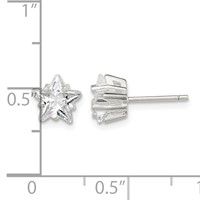 Sterling Silver Polished 7mm Star Basket Set CZ Stud Earrings view 4