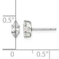 Sterling Silver Polished 6x3mm Marquise Snap Set CZ Stud Earrings view 4