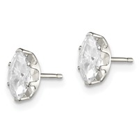 Sterling Silver Polished 7x 3.5mm Marquise Snap Set CZ Stud Earrings view 2