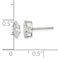 Sterling Silver Polished 7x 3.5mm Marquise Snap Set CZ Stud Earrings view 4