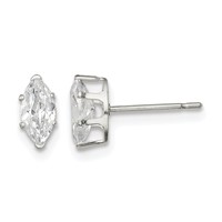 Sterling Silver Polished 7x 3.5mm Marquise Snap Set CZ Stud Earrings view 1
