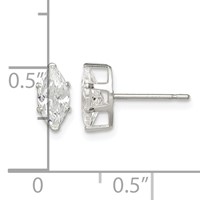 Sterling Silver Polished 8x 4mm Marquise Snap Set CZ Stud Earrings view 4