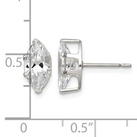 Sterling Silver Polished 10x 5mm Marquise Snap Set CZ Stud Earrings view 4