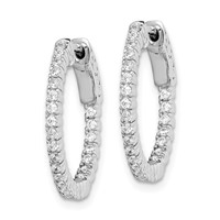 Sterling Shimmer Sterling Silver Rhodium-plated 50 Stone 1.3mm CZ in and Out Round Hinged Hoop Earrings view 2