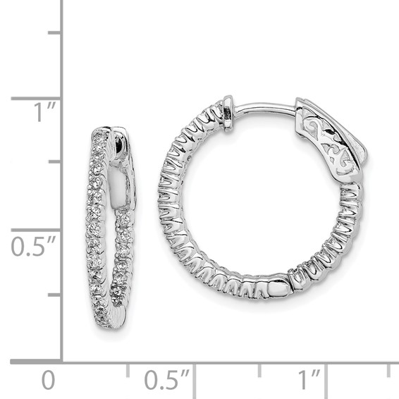 Sterling Silver CZ 1.3mm Hinged Hoops
