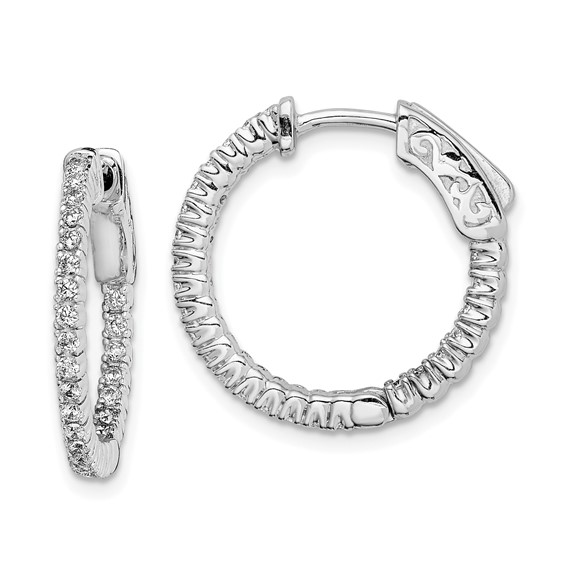 Sterling Silver CZ 1.3mm Hinged Hoops