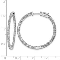 Sterling Shimmer Sterling Silver Rhodium-plated 100 Stone 1.3mm CZ in and Out Round Hinged Hoop Earrings view 4
