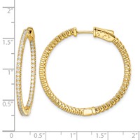 Sterling Shimmer Sterling Silver Gold-tone Flash Gold-plated 100 Stone 1.3mm CZ in and Out Round Hinged Hoop Earrings view 4