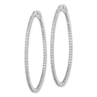 Sterling Shimmer Sterling Silver Rhodium-plated 154 Stone 1.3mm CZ in and Out Round Hinged Hoop Earrings view 2