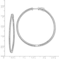Sterling Shimmer Sterling Silver Rhodium-plated 154 Stone 1.3mm CZ in and Out Round Hinged Hoop Earrings view 4