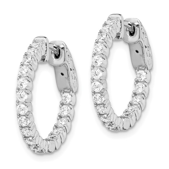 Sterling Silver CZ 2mm Hinged Hoops