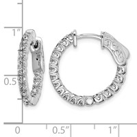 Sterling Shimmer Sterling Silver Rhodium-plated 34 Stone 2.0mm CZ in and Out Round Hinged Hoop Earrings view 4