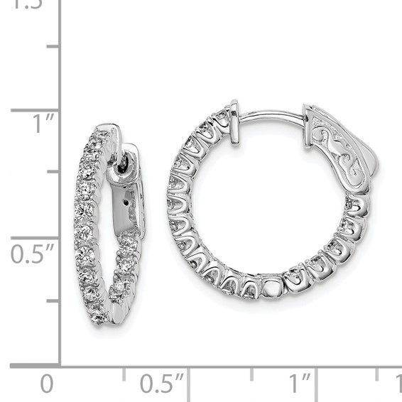 Sterling Silver CZ 2mm Hinged Hoops