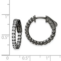 Sterling Shimmer Black Rhodium-plated 34 Stone 2.0mm CZ in and Out Round Hinged Hoop Earrings view 4