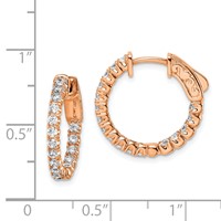 Sterling Shimmer Sterling Silver Rose-tone Rose Gold-plated 34 Stone 2.0mm CZ in and Out Round Hinged Hoop Earrings view 4