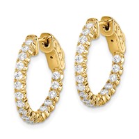 Sterling Shimmer Sterling Silver Gold-tone Flash Gold-plated 34 Stone 2.0mm CZ in and Out Round Hinged Hoop Earrings view 2