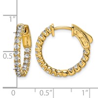 Sterling Shimmer Sterling Silver Gold-tone Flash Gold-plated 34 Stone 2.0mm CZ in and Out Round Hinged Hoop Earrings view 4