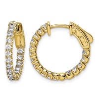 Sterling Shimmer Sterling Silver Gold-tone Flash Gold-plated 34 Stone 2.0mm CZ in and Out Round Hinged Hoop Earrings view 1
