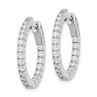 Sterling Shimmer Sterling Silver Rhodium-plated 44 Stone 2mm CZ in and Out Round Hinged Hoop Earrings view 2