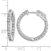 Sterling Shimmer Sterling Silver Rhodium-plated 44 Stone 2mm CZ in and Out Round Hinged Hoop Earrings view 4