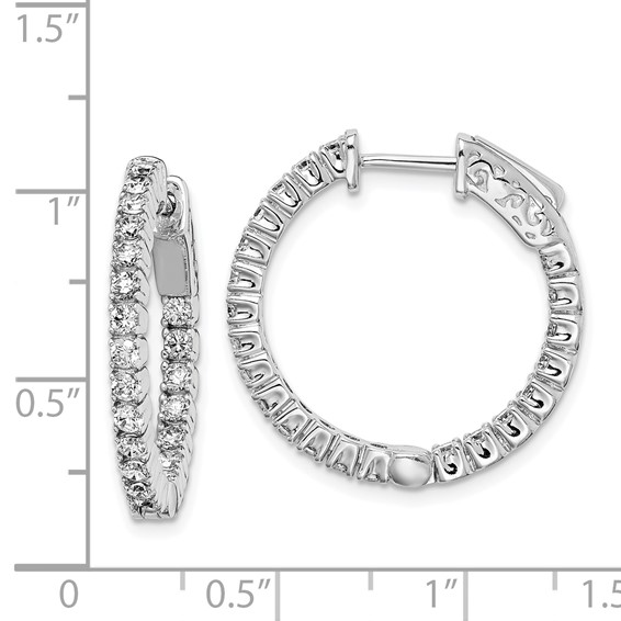 Sterling Silver CZ 2mm Hinged Hoops
