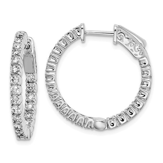 Sterling Silver CZ 2mm Hinged Hoops