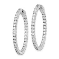 Sterling Shimmer Sterling Silver Rhodium-plated 70 Stone 2mm CZ in and Out Round Hinged Hoop Earrings view 2