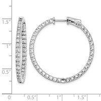 Sterling Shimmer Sterling Silver Rhodium-plated 70 Stone 2mm CZ in and Out Round Hinged Hoop Earrings view 4
