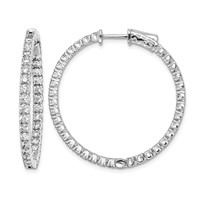 Sterling Shimmer Sterling Silver Rhodium-plated 70 Stone 2mm CZ in and Out Round Hinged Hoop Earrings view 1