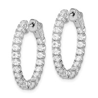 Sterling Shimmer Sterling Silver Rhodium-plated 40 Stone 2.25mm CZ in and Out Round Hinged Hoop Earrings view 2