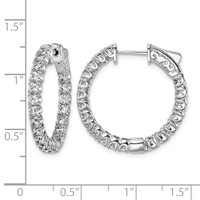 Sterling Shimmer Sterling Silver Rhodium-plated 40 Stone 2.25mm CZ in and Out Round Hinged Hoop Earrings view 4