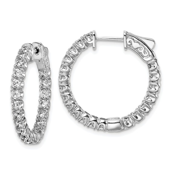 Sterling Silver CZ 2.25mm Hinged Hoops