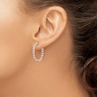 Sterling Shimmer Sterling Silver Rose-tone Rose Gold-plated 40 Stone 2.25mm CZ in and Out Round Hinged Hoop Earrings view 3