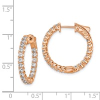 Sterling Shimmer Sterling Silver Rose-tone Rose Gold-plated 40 Stone 2.25mm CZ in and Out Round Hinged Hoop Earrings view 4