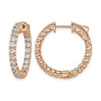 Sterling Shimmer Sterling Silver Rose-tone Rose Gold-plated 40 Stone 2.25mm CZ in and Out Round Hinged Hoop Earrings view 1