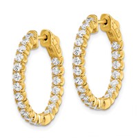 Sterling Shimmer Sterling Silver Gold-tone Flash Gold-plated 40 Stone 2.25mm CZ in and Out Round Hinged Hoop Earrings view 2