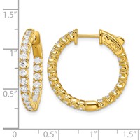 Sterling Shimmer Sterling Silver Gold-tone Flash Gold-plated 40 Stone 2.25mm CZ in and Out Round Hinged Hoop Earrings view 4