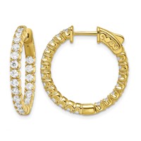Sterling Shimmer Sterling Silver Gold-tone Flash Gold-plated 40 Stone 2.25mm CZ in and Out Round Hinged Hoop Earrings view 1